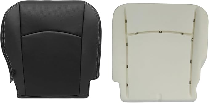 SecosAutoparts Driver & Passenger Side Bottom & Foam Cushion Replacement Perforated Leather Seat Cover Black Compatible with Dodge Ram 2500 3500 4500 5500 2009 2010 2011 2012