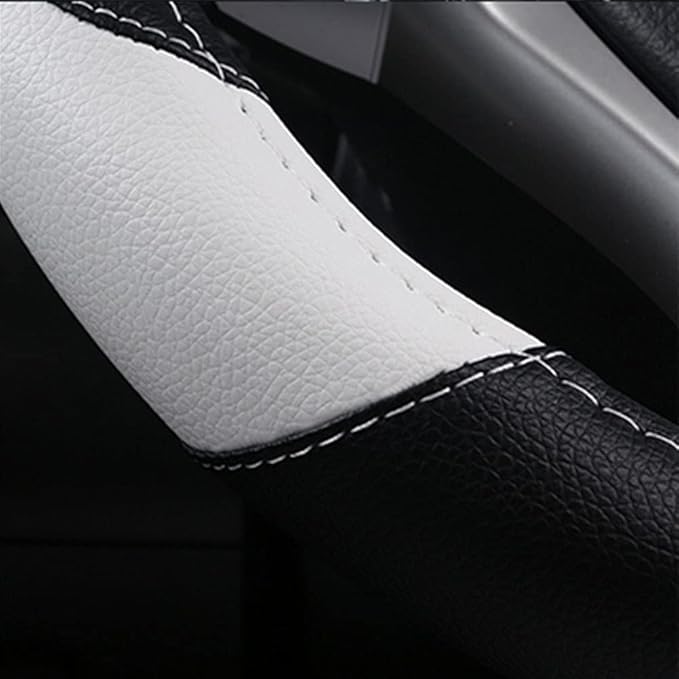 Leather Car Steering Wheel Cover, Non-Slip Car Wheel Cover Protector Breathable Microfiber Leather Universal Fit for Most Cars(White)