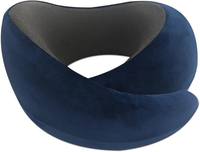 Snail Flexible Neck Pillow, Premium Memory Foam Travel Pillow, 360°Ergonomic Design, Asymmetrical Sides, Suitable for Flight, Car, Office, Washable Pillowcase (Dark Blue)