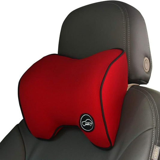 Car Neck Support Pillow for Driving, Car Seat Headrest Pillow with Soft Memory Foam (Red)