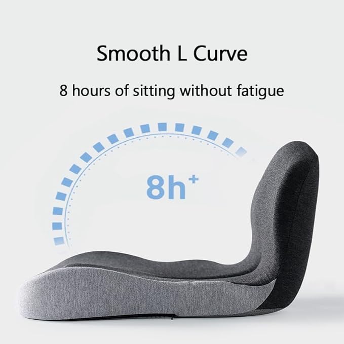Back and Seat Cushion, Car Seat Cushion, Soothe+ Cushion, Pressure Relief, Non-Slip Belt Backrest, Ergonomic Memory Foam Backrest (Black)