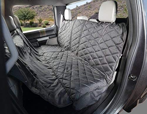 4Knines Bench Seat Covers for Trucks with Dog Hammock & Split-Tech - Rear Seat Protector for Dogs Fits Full Size Crew Cab with Split Bench Seats - Waterproof Dog Seat Cover (Passenger Side, Black)