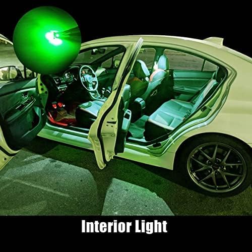 LASFIT 194 168 T10 2825 W5W LED Bulb Canbus Error Free,3030 Chipsets Error Free for Car Interior Dome Map Door Courtesy Lights, Non-Polarity 400LM 6000K Extremely Bright Green Color