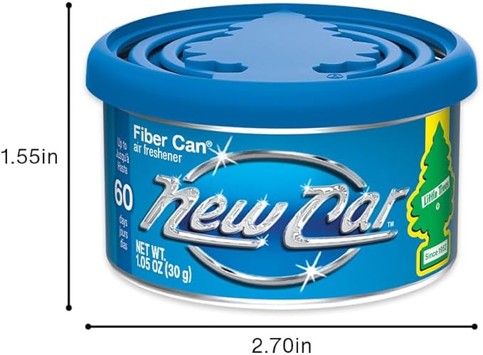 LITTLE TREES Car Air Freshener | Fiber Can Provides Long Lasting Scent for Auto or Home | Recycled Fiber | New Car Scent, 4 Air Fresheners