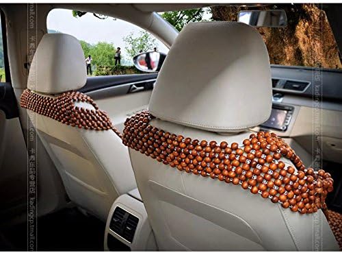 Wood Beaded Auto Car Seat Bead Cover,Natural Rosewood Wooden Bead Cool Refreshing Back Massaging Comfort Cushion Mat,Premium Quality Universal for Car Truck on Summer (Front seat)