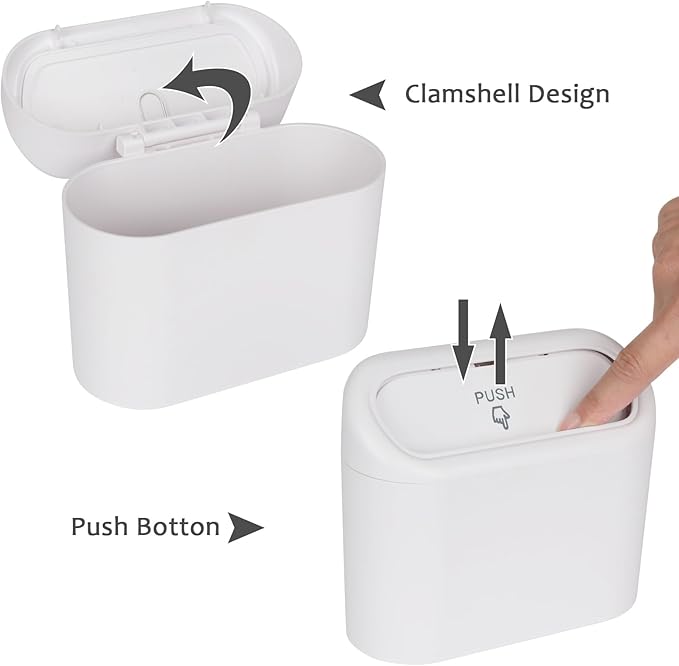 Accmor Car Trash Can with Lid, Vehicle Dustbin Garbage Organizer Holder with One Roll Bag, Mini Leakproof Storage Bin for Auto, SUV, Office (White)