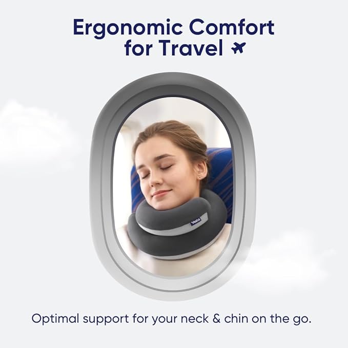 Vesta Loop Neck Pillow for Travel, Spiral Wrapping Design for Enhanced Chin & 360º Support, S-Shape Memory Foam Airplane Pillow for Flight, Car, Office, and at Home (Space Grey, S-Shape)