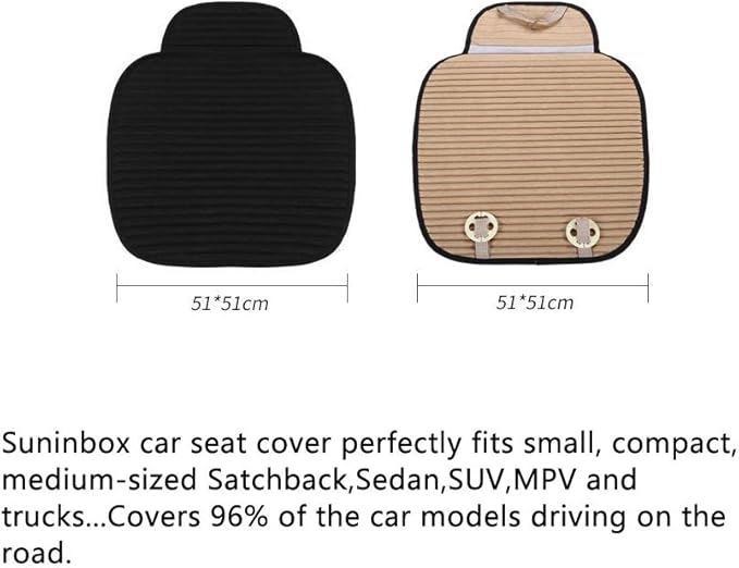 Black Car Seat Covers,Buckwheat Hulls Car Seat Cushion,Truck Seat Covers,Compatible Sedan SUV Van MPV,Car Seat Pads,Bottom Seat Covers for Cars[Black Front Seat]