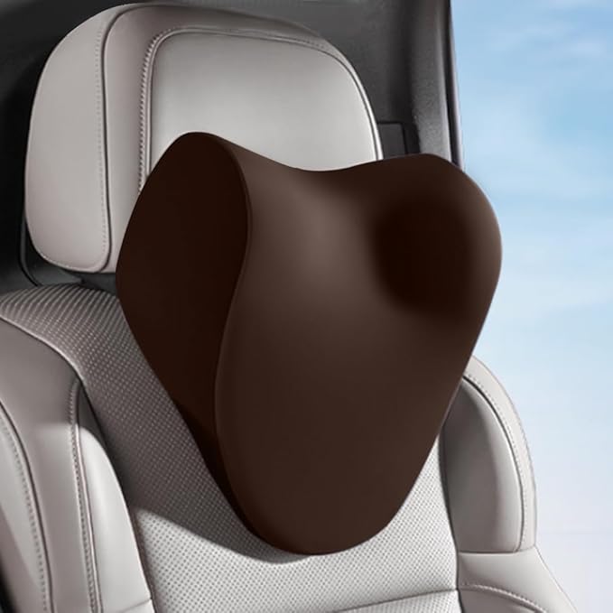 Neck Pillow for Car Neck Pillow for Driving, car headrest Pillow Head and Neck Rest Pillow for car headrest, Brown Neck Support Pillow for car Driving seat of Accessories with Memory Foam
