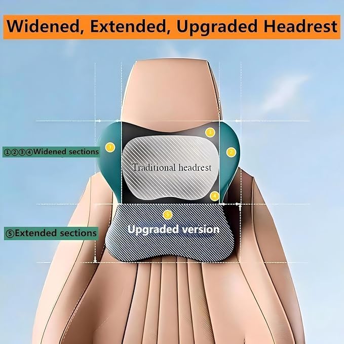 2 Pack Car Headrest Pillow for Neck Support, Car Neck Pillow for Driving with Adjustable Strap and Removable Cover, Universal Fit Headrest Car Pillow Grey