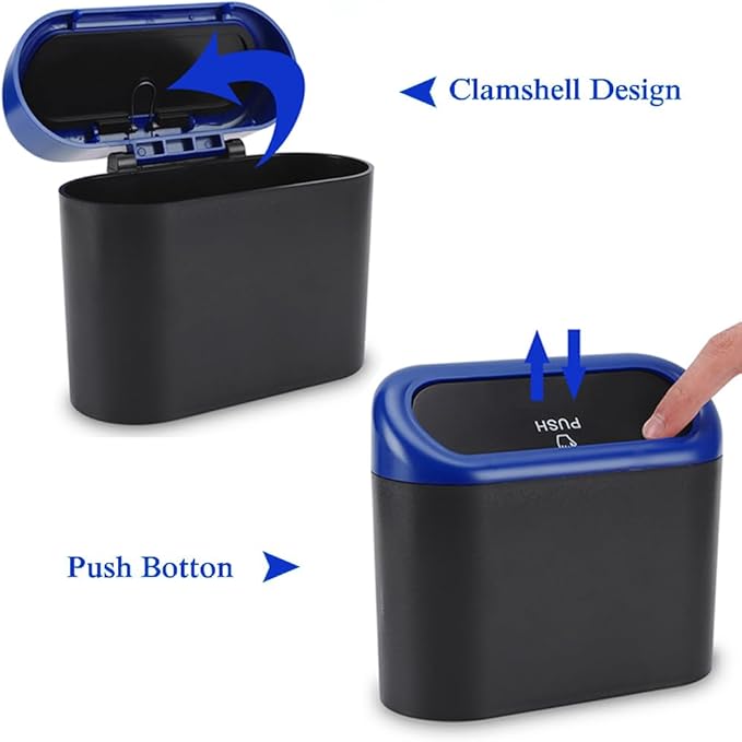 Accmor Car Trash Can with Lid, Waterproof Vehicle Trash Bin Car Dustbin Garbage Organizer Storage, 2 Pack Mini Garbage Bin Trash Container for Auto Cars, Home, Office