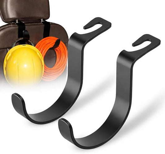 XL Hard Hat Holder for Truck, Heavy-Duty Headrest Hooks, Seat Back Organizer for Hard Hats, Bags & Gear, Universal Truck & Car Headrest Organizer, 2-Pack