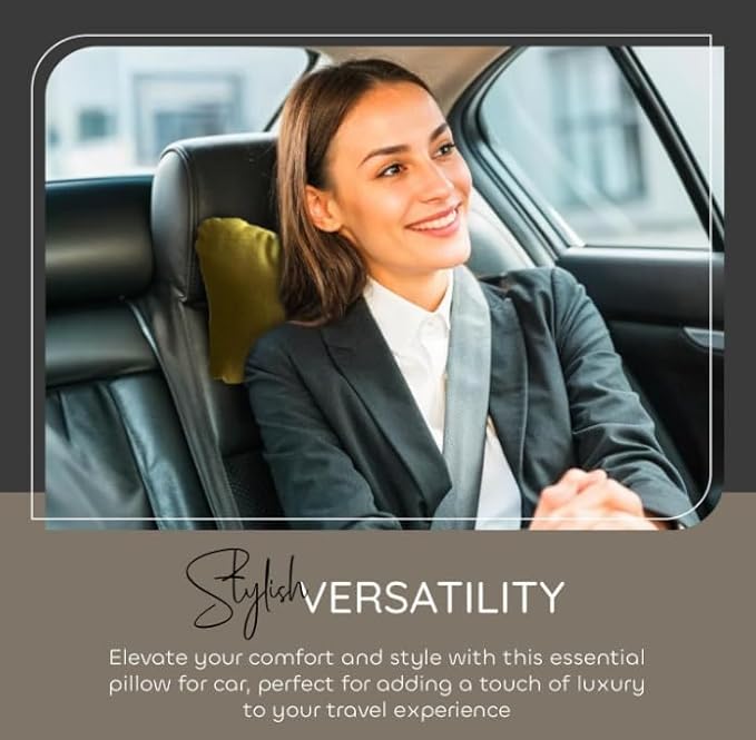 Memory Foam Car Neck Pillow for Driving - Ergonomic Headrest Pillow, Adjustable Strap - Car Seat Neck Support - Relieves Neck Pain for Road Trips & Daily Commutes Universal Fit Car Pillow (Pack of 2)