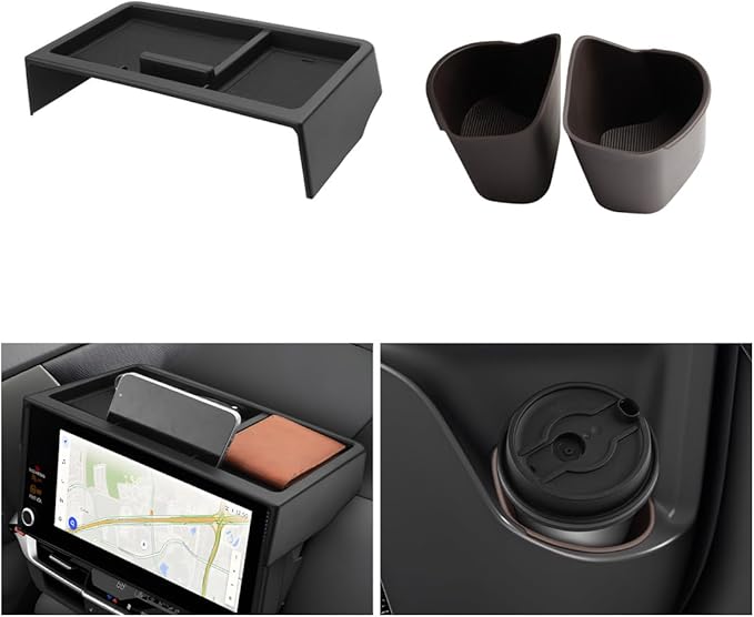 LUWU 2025 2026 Sienna Accessories for 2025 2026 Toyota Sienna Accessories Dashboard Storage Tray, Rear Seat Door Side Silicone Cup Holder Insert 3-Pack (ONLY for 12.3-INCH Screen)