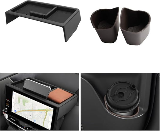 LUWU 2025 2026 Sienna Accessories for 2025 2026 Toyota Sienna Accessories Dashboard Storage Tray, Rear Seat Door Side Silicone Cup Holder Insert 3-Pack (ONLY for 12.3-INCH Screen)