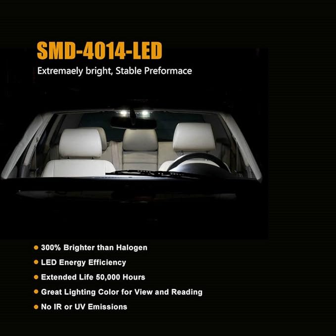 12V 31MM DE3175 36MM 6418 41MM 6411 T10 2825 BA9S 64111 T5 74 6615F 6612F LED bulb Combo Kit 6000K White for Car Truck Interiors Map Dome Trunk Cargo Door Courtesy License Plate Light 40-Pack