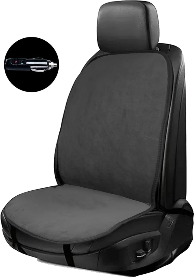 Car Driver Side Seat Cushion,Winter Universal Full Back Seat Cover for Car,Easy to Install(1 Pcs,Black Suede)