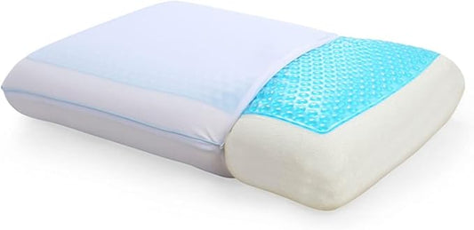 Cool Gel Cooling Pillow for Sleeping, Standard Size Cooling Memory Foam Pillow for Hot Sleepers, Reversible Ergonomic Design, Pressure Relief, Spine Alignment, Side, Back Contouring Support