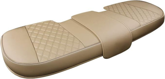 Black Panther Luxury PU Leather Rear Car Seat Cover, Compatible with Most Vehicles with 5 Seats, Adjustable Length 49-55'', Diamond Pattern Embroidery (Beige)