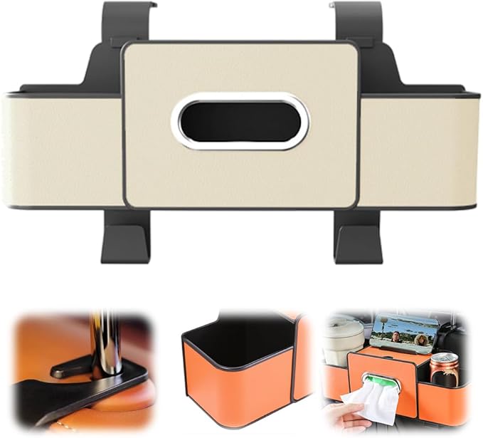 3-in-1 Car Backseat Organizer, 2025 New Car Window Storage Tray, Multifunctional back seat organizer, Universal car seat organizer for SUV and sedan, Vehicle seat organizer (Beige)