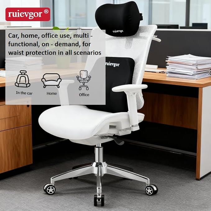 Car neck and waist pillows are used for the backrests of front and rear seats in cars, office chairs, gaming chairs and wheelchair backrests. Relieve fatigue, improve posture and comfort (black)