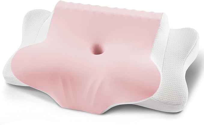 Camping Pillow Memory Foam Pillows,Cooling Ergonomic Dual-Sided Orthopedic Neck Cervical Pillow with Ice Silk Pillowcase, Breathable Contour Pillow for Travel, Side, Back, Stomach Sleepers