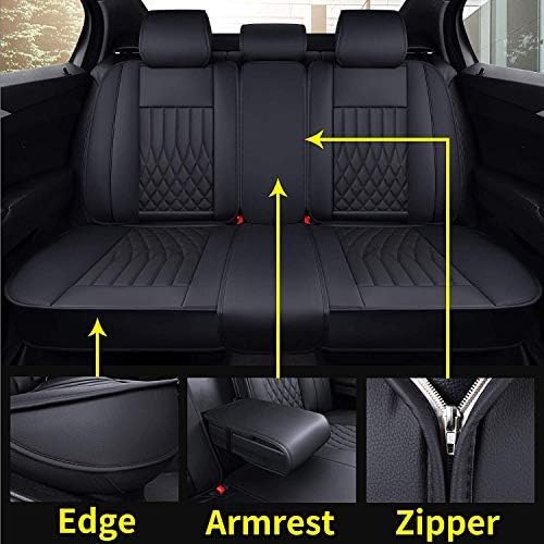Aierxuan Rear Car Seat Covers with Waterproof Leather, Automotive Vehicle Cushion Cover Universal Fit for Most Cars (Black, Rear seat Cover)