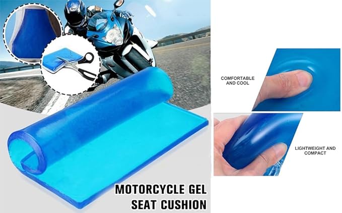 Motorcycle Seat Gel Pad Shock Absorption Mats Reduce Fatigue Comfortable Soft Cooling Fabric Cushion DIY Seat Pad Car Seat Driver Office Chair Seat Cushion(20 x 20 x 2cm)