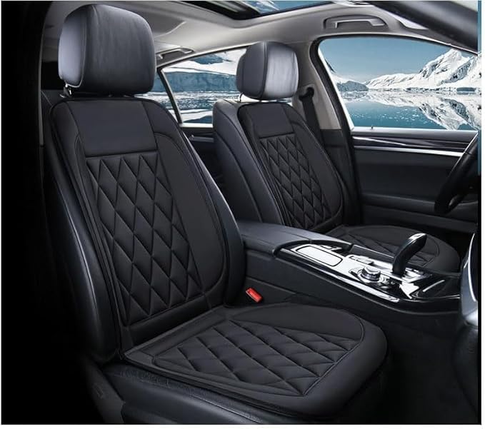 Buybai 2 Pack Car Seat Covers Set Universal Car Seat Cover Comfortable Leather Seat Cushion Automatic Seat Protector Fit SUV Truck Van (2PCS Black)