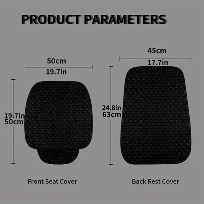 2pc Plush Front Seat Cushion with Back Support - Winter Warmth, Easy Installation, Polyester Fiber, Fits Most Vehicles, Beige (2pc Front Row Black)