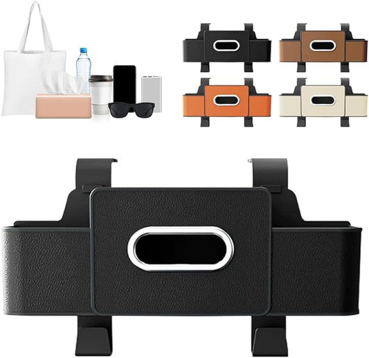 Back Seat Car Organizer,3-in-1 Car Backseat Storage Box with Cup Holder,Tissue Box,Trash Bin&Hooks,Multifunctional Waterproof Storage for Hold Phones Snacks Drinks Handbags (1, Black)