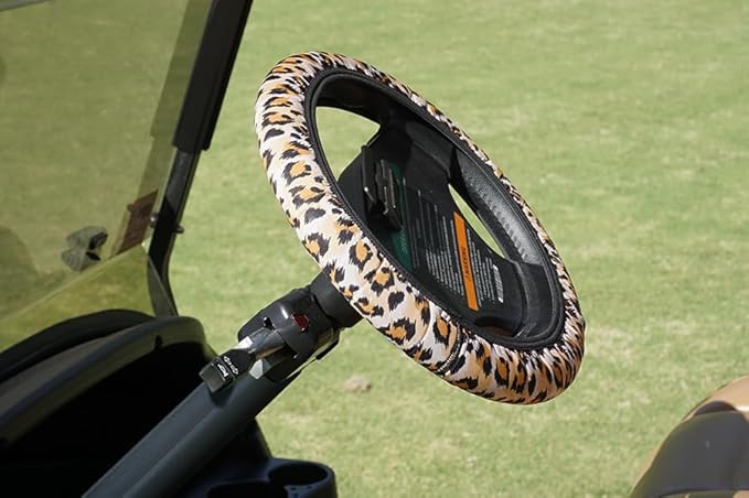 Neoprene Golf Cart Steering Wheel Cover - Universal Fit (13"-15"), Lightweight, Portable, Machine Washable, Trusted by Golf Industry Pros - 38 Animal Print