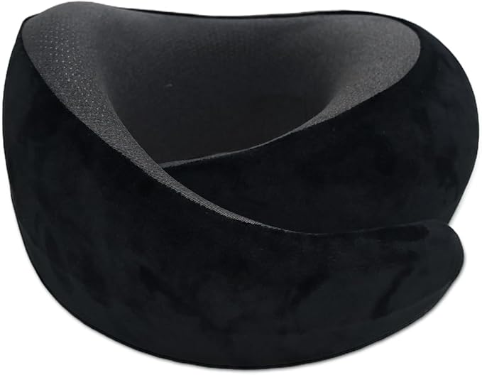 Snail Flexible Neck Pillow, Premium Memory Foam Travel Pillow, 360°Ergonomic Design, Asymmetrical Sides, Suitable for Flight, Car, Office, Washable Pillowcase (Black)