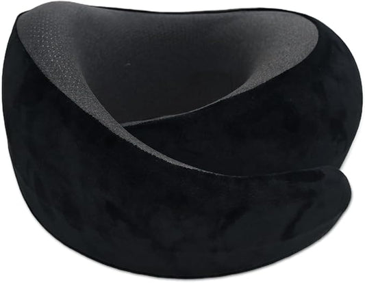 Snail Flexible Neck Pillow, Premium Memory Foam Travel Pillow, 360°Ergonomic Design, Asymmetrical Sides, Suitable for Flight, Car, Office, Washable Pillowcase (Black)