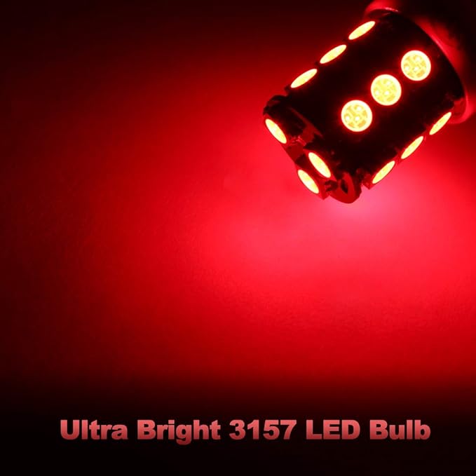 Yorkim 3157 Red LED Light Bulbs, 3056 3057 3156 3157 4157, 360 Degree Lighting Angle, Super Bright, Non-Polarity Design, Easy to Install
