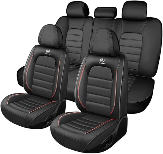 5 Seat Covers Fit for Acura ZDX 2024, Waterproof Premium Leather Automotive Accessories Seat Protectors Seat Cushions Wear-Resistant Car Seat Covers（Black&Red,Full Set）