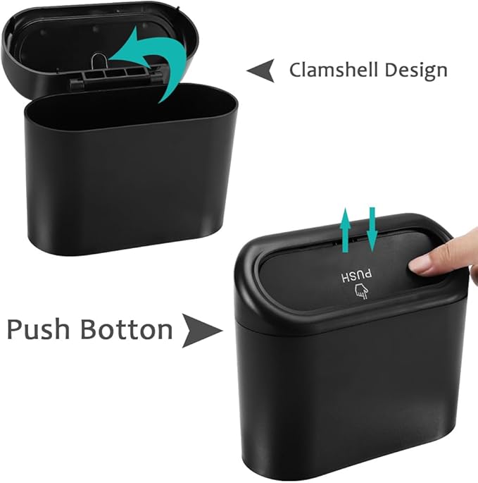 Accmor Car Trash Can with Lid, 2 Pack Mini Vehicle Trash Bin, Small Car Dustbin Garbage Organizer Holder with 2 Roll Trash Bag, Portable Hanging Leakproof Auto Storage Bag Container