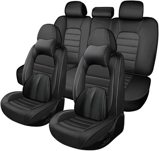 5 Seat Covers Fit for Acura ILX 2013-2022, Waterproof Premium Leather Automotive Accessories Seat Protectors Seat Cushions Wear-Resistant Car Seat Covers（Classic Black,Full Deluxe）