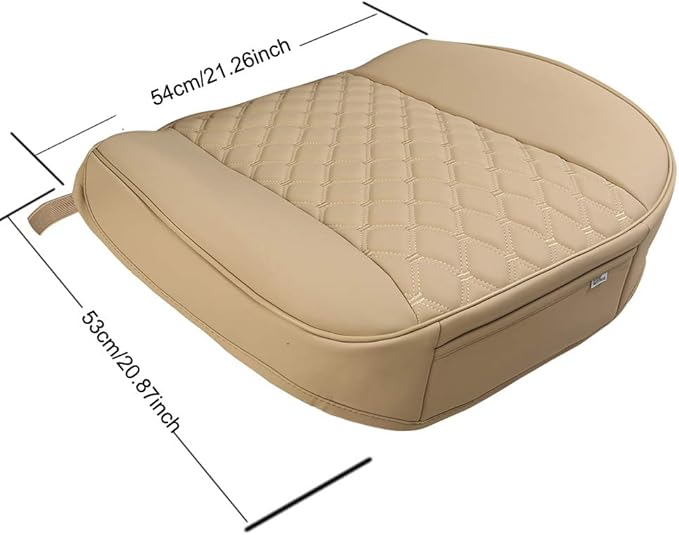 Black Panther PU Car Seat Cover, Front Bottom Seat Protector Compatible with 95% Vehicles,Anti-Slip & Full Wrapping Bottom (W 21.26''×D 20.86”)(1Piece,Dark Beige)