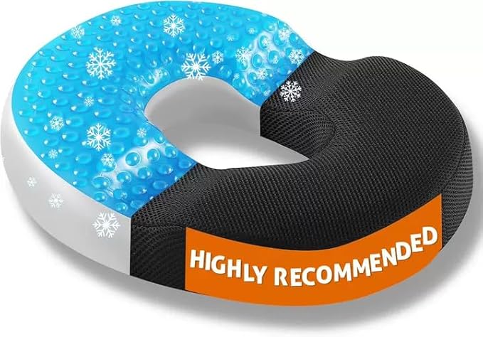 Niceeday Donut Pillow for Office Chair Seat Cushion for Car, Cooling Gel Memory Foam Cushion for Wheelchair Kitchen Chair Driving Desk Chair, Car Seat Cushion Chair Cushions for Sciatica Pain Relief
