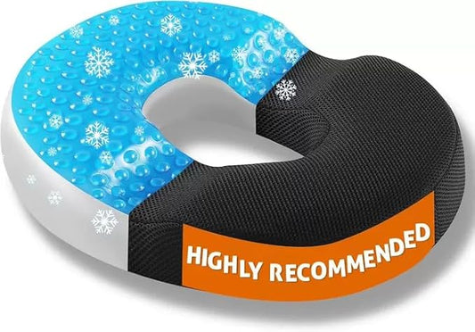 Niceeday Donut Pillow for Office Chair Seat Cushion for Car, Cooling Gel Memory Foam Cushion for Wheelchair Kitchen Chair Driving Desk Chair, Car Seat Cushion Chair Cushions for Sciatica Pain Relief