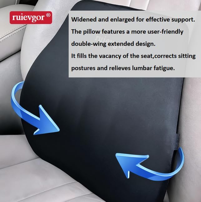Car neck and waist pillows are used for the backrests of front and rear seats in cars, office chairs, gaming chairs and wheelchair backrests. Relieve fatigue, improve posture and comfort (black)