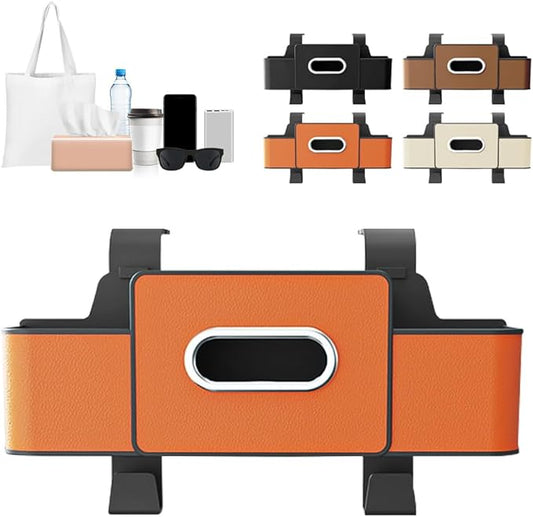 Back Seat Car Organizer,3-in-1 Car Backseat Storage Box with Cup Holder,Tissue Box,Trash Bin&Hooks,Multifunctional Waterproof Storage for Hold Phones Snacks Drinks Handbags (1, Orange)