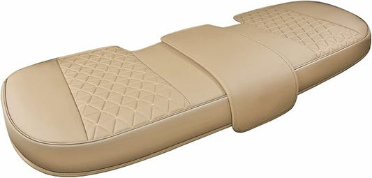 Black Panther Luxury PU Leather Rear Bench Car Seat Cover Adjustable Length (49-55'') Fits 90% Standard 5 Seats (Sedan SUV), for Seat Bottom Only, Triangle Quilting Design, Beige