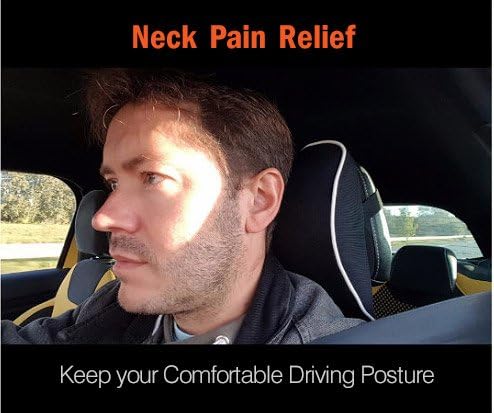 Car Neck Support Pillow for Driving, Car Seat Headrest Pillow with Soft Memory Foam (Red)