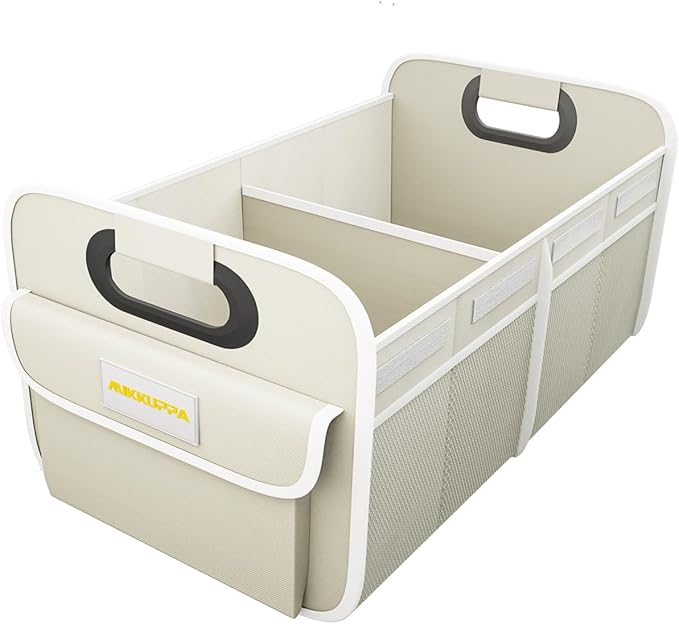 MIKKUPPA Car Trunk Organizer - 70L Collapsible Trunk Organizer for Groceries, Car Storage Organizers for SUV Auto Truck Van with Non Slip Bottom (White)
