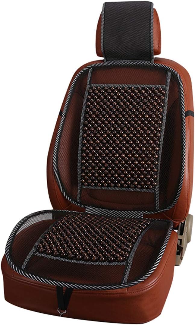 Wood Bead Car Seat Cover Cushion, Cooling & Breathing, Automotive Beaded Driver Seat Massager Cushion for Lower Back Pain