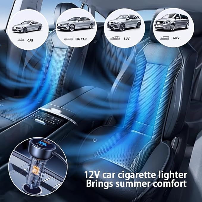 Cooling Car Seat Covers, Car Seat Cushion，12V Cooling Seat Covers for Cars Summer (BLACK-1PCS)