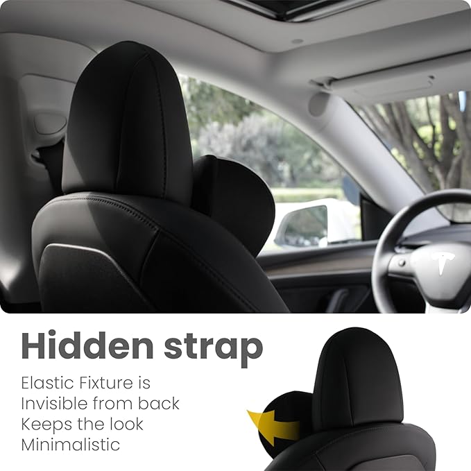 HOPON 2025 Upgrade Headrest Pillow with Lumbar Support Pillow for Most Cars,SUV Neck Pillow with Breathable Fabric,Soft Pillow for Relieving Stiffness Sedan Home Office Black 1 Set - Black