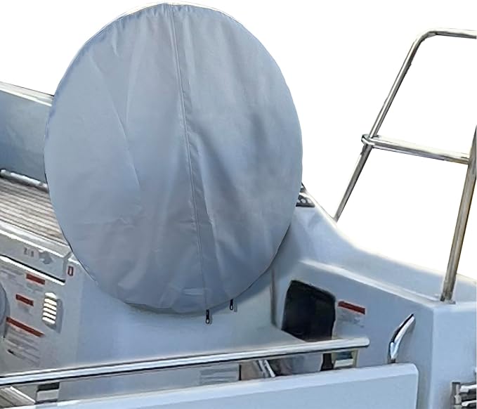 SavvyCraft Waterproof Boat Steering Wheel Covers, Heavy Duty Solution-Dyed 600D Fade-Resistant UV Protection Sailboat Yacht Marine Steering Wheel Protector Case, Vecro and Zipper Closure Blue 60"